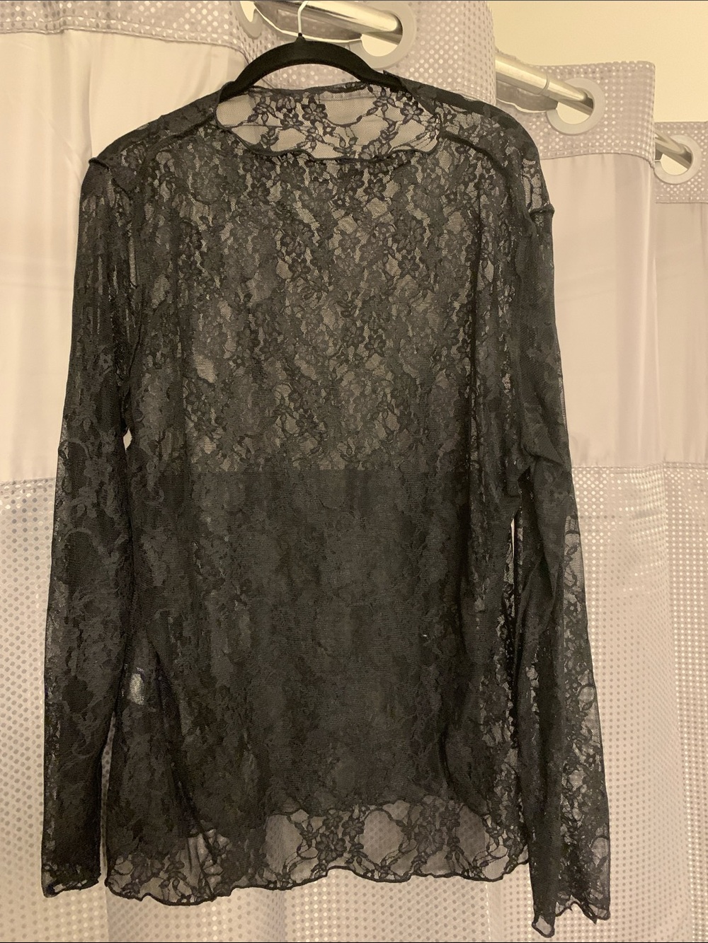 Black Lace Long-Sleeve Women's Top
